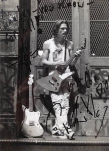 Chris with his custom Kellys (photo possibly also by Jerry Whitley - and certainly the original for the poster/ad below)